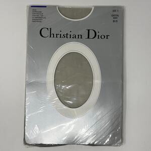 Vintage Christian Dior Ultra Sheer Sandalfoot Control Top Pantyhose Gray Size 4